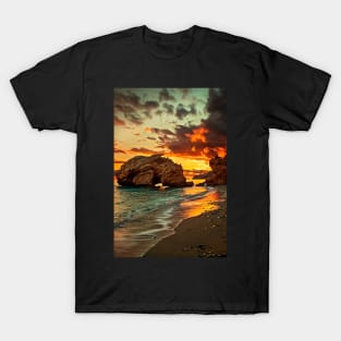 Rocky dragon coming out of the sea T-Shirt